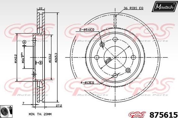 Maxtech 861321 - Тормозной диск autospares.lv