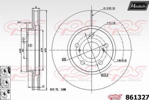 Maxtech 861327.6880 - Тормозной диск autospares.lv