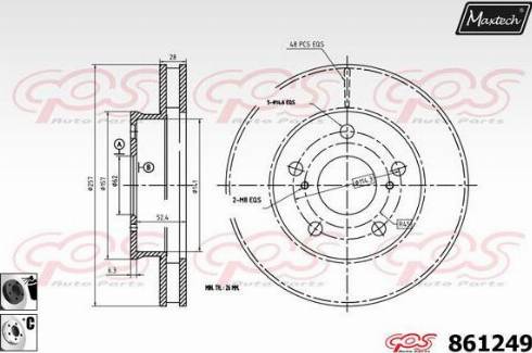 Maxtech 861249.6060 - Тормозной диск autospares.lv