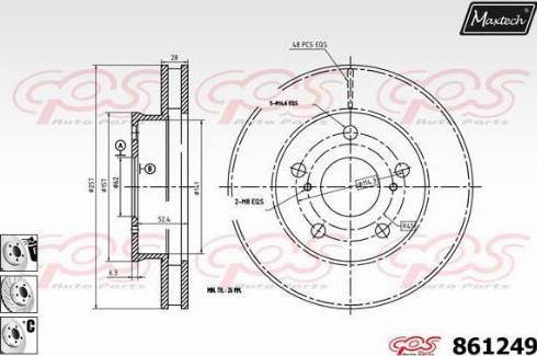 Maxtech 861249.6880 - Тормозной диск autospares.lv