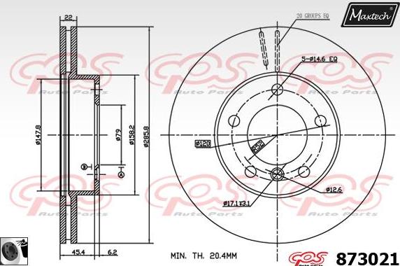 Maxtech 861249 - Тормозной диск autospares.lv