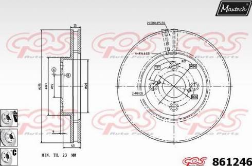 Maxtech 861246.6880 - Тормозной диск autospares.lv