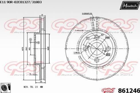 Maxtech 861246.0060 - Тормозной диск autospares.lv