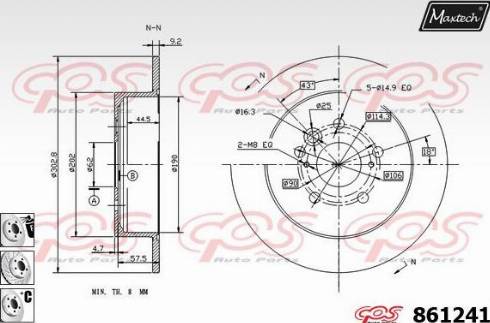 Maxtech 861241.6880 - Тормозной диск autospares.lv