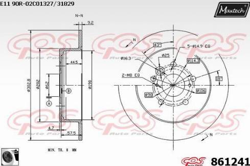 Maxtech 861241.0060 - Тормозной диск autospares.lv