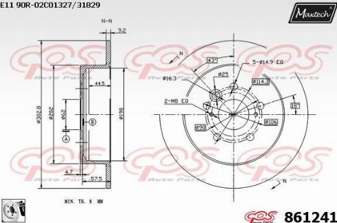 Maxtech 861241.0080 - Тормозной диск autospares.lv