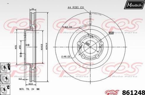 Maxtech 861248.6980 - Тормозной диск autospares.lv