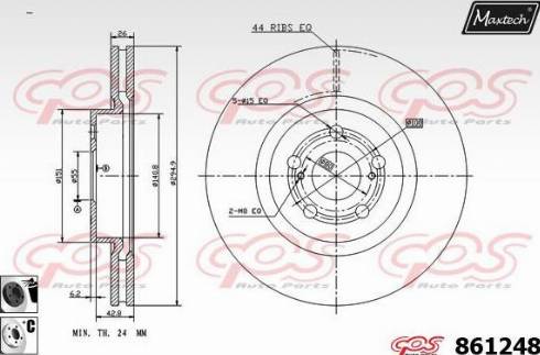 Maxtech 861248.6060 - Тормозной диск autospares.lv