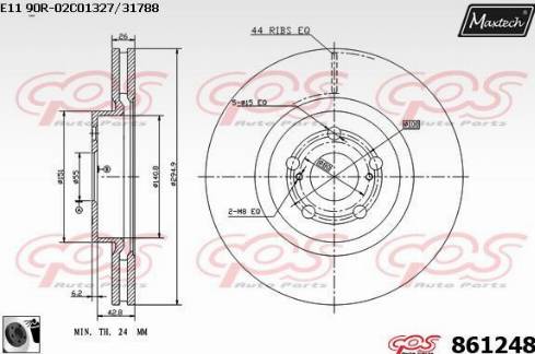 Maxtech 861248.0060 - Тормозной диск autospares.lv