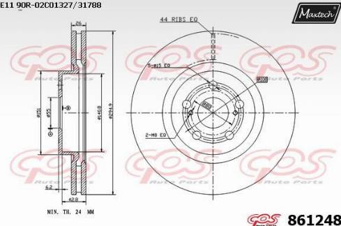 Maxtech 861248.0000 - Тормозной диск autospares.lv