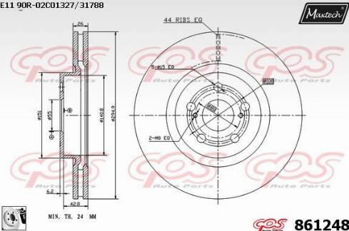 Maxtech 861248.0080 - Тормозной диск autospares.lv