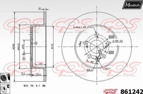 Maxtech 861242.6060 - Тормозной диск autospares.lv