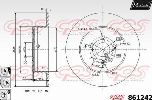 Maxtech 861242.6880 - Тормозной диск autospares.lv