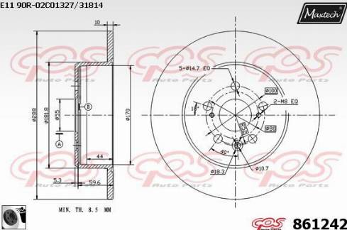 Maxtech 861242.0060 - Тормозной диск autospares.lv