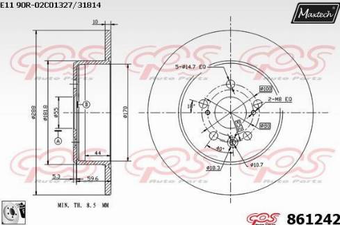 Maxtech 861242.0080 - Тормозной диск autospares.lv