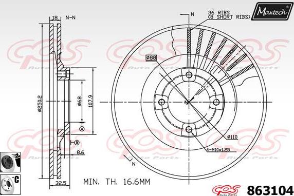 Maxtech 861247 - Тормозной диск autospares.lv