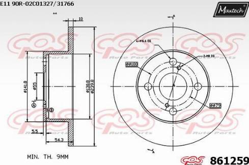 Maxtech 861259.0000 - Тормозной диск autospares.lv