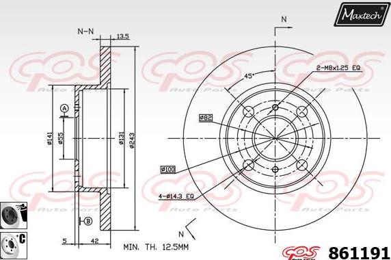 Maxtech 861259 - Тормозной диск autospares.lv