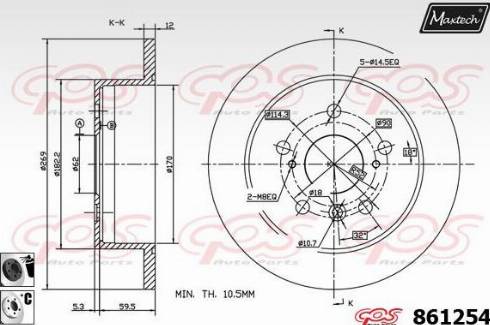 Maxtech 861254.6060 - Тормозной диск autospares.lv