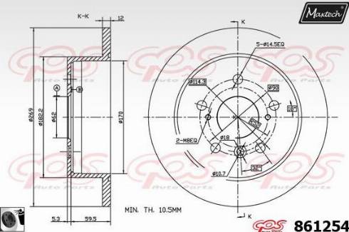 Maxtech 861254.0060 - Тормозной диск autospares.lv