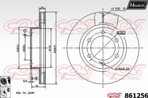 Maxtech 861256.6060 - Тормозной диск autospares.lv