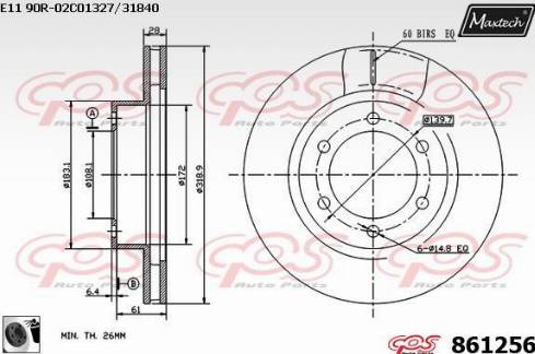 Maxtech 861256.0060 - Тормозной диск autospares.lv