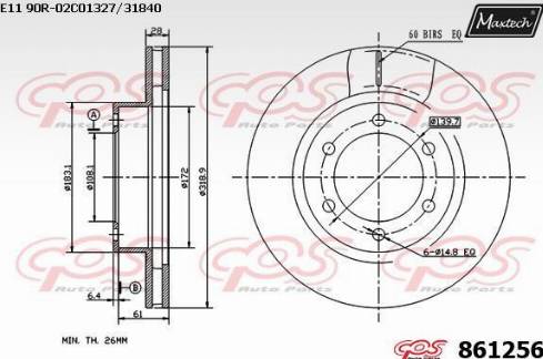 Maxtech 861256.0000 - Тормозной диск autospares.lv