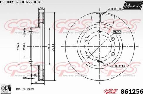 Maxtech 861256.0080 - Тормозной диск autospares.lv