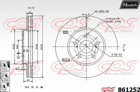 Maxtech 861252.6980 - Тормозной диск autospares.lv