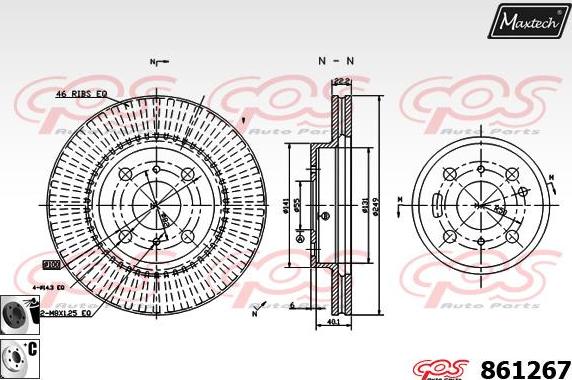 Maxtech 861252 - Тормозной диск autospares.lv