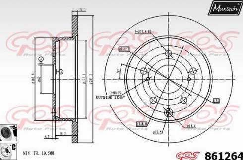 Maxtech 861264.6060 - Тормозной диск autospares.lv