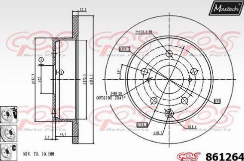 Maxtech 861264.6880 - Тормозной диск autospares.lv