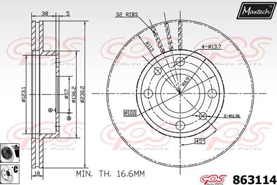 Maxtech 861264 - Тормозной диск autospares.lv