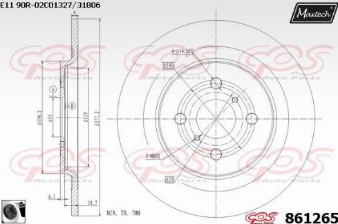 Maxtech 861265.0060 - Тормозной диск autospares.lv