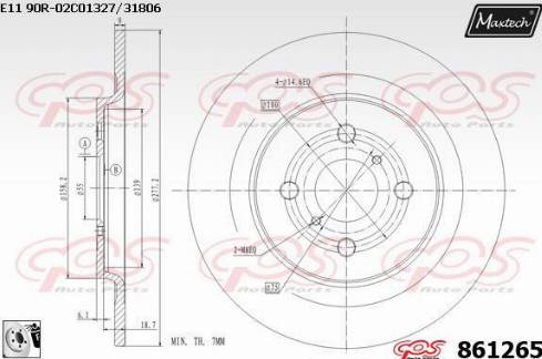 Maxtech 861265.0080 - Тормозной диск autospares.lv