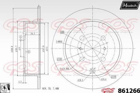 Maxtech 861266.0080 - Тормозной диск autospares.lv