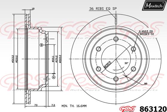 Maxtech 861266 - Тормозной диск autospares.lv