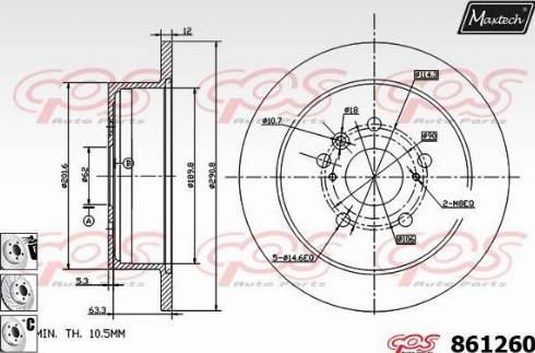 Maxtech 861260.6980 - Тормозной диск autospares.lv