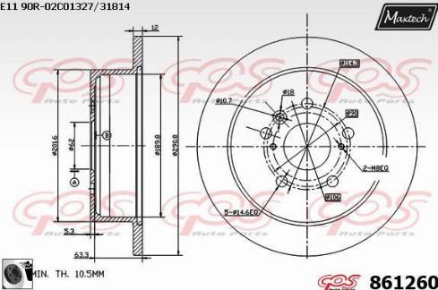 Maxtech 861260.0060 - Тормозной диск autospares.lv