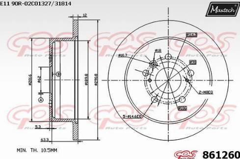 Maxtech 861260.0000 - Тормозной диск autospares.lv