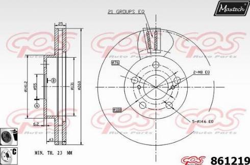 Maxtech 861219.6060 - Тормозной диск autospares.lv