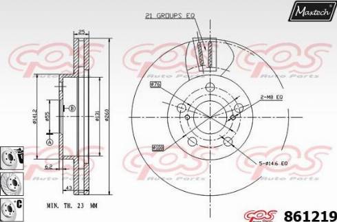 Maxtech 861219.6880 - Тормозной диск autospares.lv