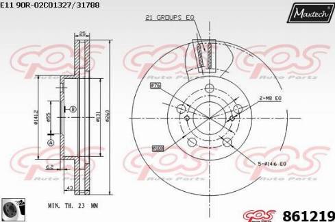 Maxtech 861219.0060 - Тормозной диск autospares.lv