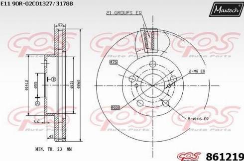 Maxtech 861219.0000 - Тормозной диск autospares.lv