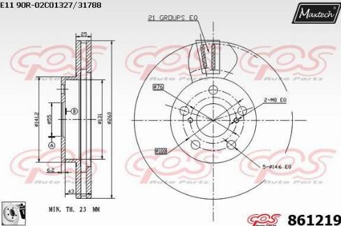 Maxtech 861219.0080 - Тормозной диск autospares.lv