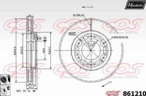 Maxtech 861210.6060 - Тормозной диск autospares.lv