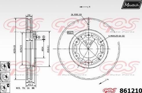 Maxtech 861210.6880 - Тормозной диск autospares.lv