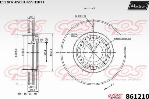 Maxtech 861210.0000 - Тормозной диск autospares.lv