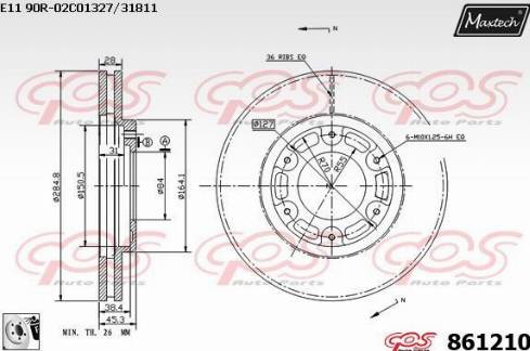 Maxtech 861210.0080 - Тормозной диск autospares.lv