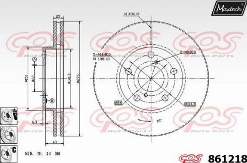 Maxtech 861218.6880 - Тормозной диск autospares.lv